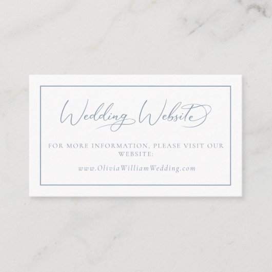 Carte D'accompagnement Elégant Dusty Blue Floral Crest Mariage site Web (Devant)