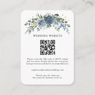 Carte D'accompagnement Elegant Dusty Blue Floral Wedding