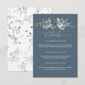 Carte D'accompagnement Elegant Dusty Blue Floral Wedding Enclosure Card (Devant / Derrière)