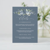 Carte D'accompagnement Elegant Dusty Blue Floral Wedding Enclosure Card (Debout devant)