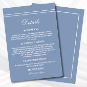 Carte D'accompagnement Elégant Dusty Blue Modern Mariage Détails