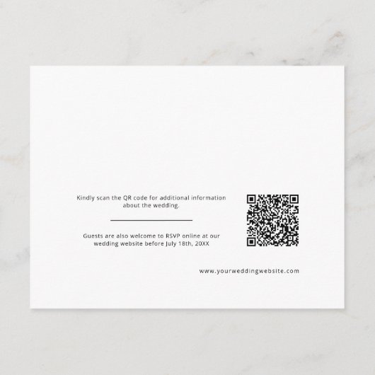 Carte D'accompagnement Elégant Dusty Blue Moderne Détails Mariage QR Code (Dos)