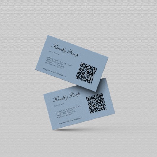 Carte D'accompagnement Elégant Dusty Blue RSVP QR Code Mariage