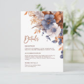 Carte D'accompagnement Elégant Dusty Blue Rust Terracotta Détails du Mari (Debout devant)