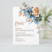 Carte D'accompagnement Elégant Dusty Blue Terracotta Détails du Mariage (Debout devant)