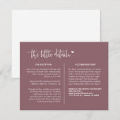 Carte D'accompagnement Elegant Dusty Purple Boho Détails du Mariage QR Co (Devant / Derrière)