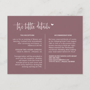 Carte D'accompagnement Elegant Dusty Purple Boho Détails du Mariage QR Co