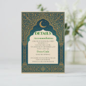 Carte D'accompagnement Elegant Emerald & Gold Ornate Arch Wedding Details (Debout devant)