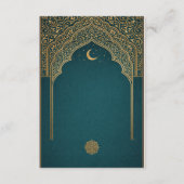 Carte D'accompagnement Elegant Emerald & Gold Ornate Arch Wedding Details (Dos)
