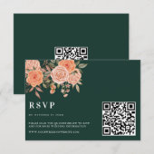 Carte D'accompagnement Élégant Emerald Green Floral Mariage de automne Bi (Devant / Derrière)