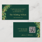 Carte D'accompagnement Élégant Emerald Green RSVP Mariage Website QR Code (Devant / Derrière)