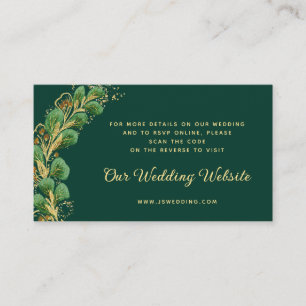 Carte D'accompagnement Élégant Emerald Green RSVP Mariage Website QR Code