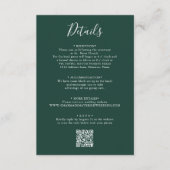 Carte D'accompagnement Élégant Emerald Green Script Mariage QR Code (Devant)