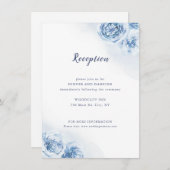 Carte D'accompagnement Elégant enclos de réception de mariage bleu poussi (Devant / Derrière)