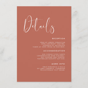 Carte D'accompagnement Elégant et moderne Détails mariage en argile rouge