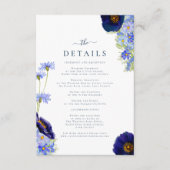 Carte D'accompagnement Elégant été Floral Blue Détails du Mariage (Devant)