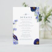 Carte D'accompagnement Elégant été Floral Blue Détails du Mariage (Debout devant)