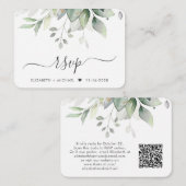 Carte D'accompagnement Elégant Eucalyptus Aquarelle QR Code Mariage RSVP (Devant / Derrière)