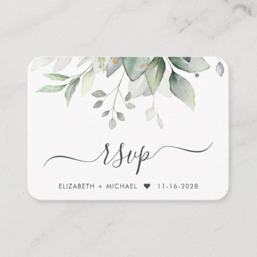 Carte D'accompagnement Elégant Eucalyptus Aquarelle QR Code Mariage RSVP (Devant)