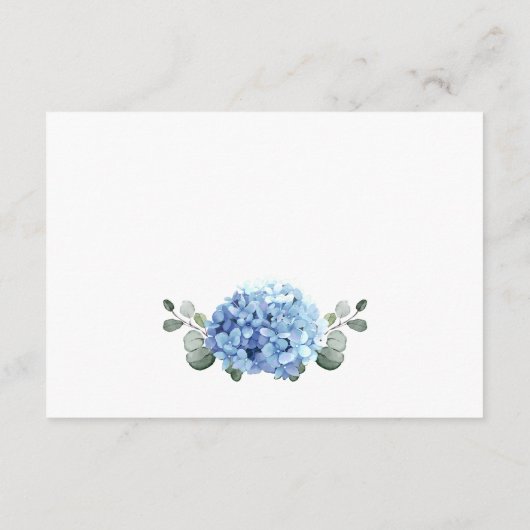 Carte D'accompagnement Elegant Eucalyptus Blue Hydrangea Détails du Maria (Dos)