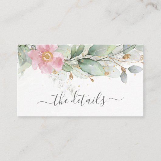 Carte D'accompagnement Elégant Eucalyptus Feuille Mariage or vert (Devant)