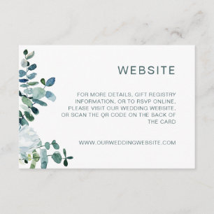 Carte D'accompagnement Elégant eucalyptus & fleurs blanches QR Code site