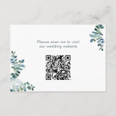 Carte D'accompagnement Elégant eucalyptus & fleurs blanches QR Code site (Dos)