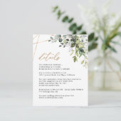 Carte D'accompagnement Elegant Eucalyptus Greenery Gold Info Details (Debout devant)