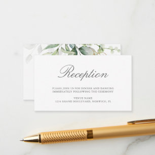 Carte D'accompagnement Elégant Eucalyptus Greenery Gold Mariage Réception
