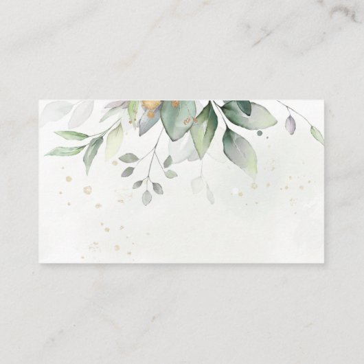 Carte D'accompagnement Elégant Eucalyptus Greenery Gold Mariage Réception (Dos)