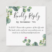 Carte D'accompagnement Elégant Eucalyptus Greenery Mariage QR Code Card (Devant)
