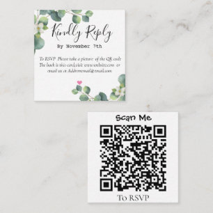 Carte D'accompagnement Elégant Eucalyptus Greenery Mariage QR Code Card