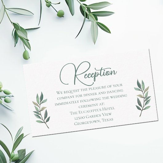 Carte D'accompagnement Elégant Eucalyptus Leaf Mariage Détails de la réce