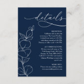 Carte D'accompagnement Elegant Eucalyptus Navy Blue Wedding Details (Devant)
