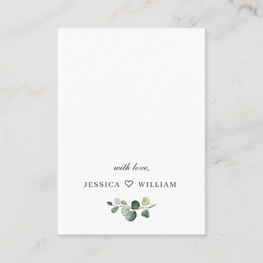 Carte D'accompagnement Elégant Eucalyptus Roses Blanches Afficher Encl Do (Dos)