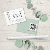Carte D'accompagnement Elégant Eucalyptus Script QR Code Mariage RSVP