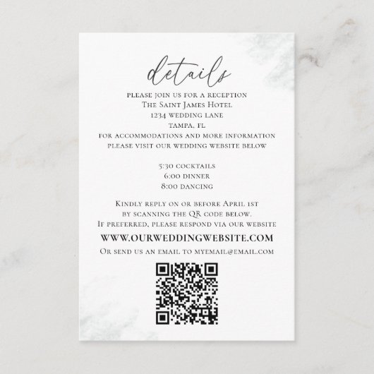 Carte D'accompagnement Elegant Eucalyptus Simple Website QR Code Détails (Devant)
