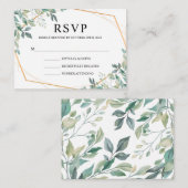 Carte D'accompagnement Elégant Eucalyptus Verdure Mariage Or RSVP (Devant / Derrière)