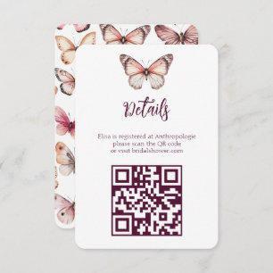 Carte D'accompagnement Elégant Fête des mariées de papillons Code QR PERS