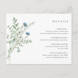 Carte D'accompagnement Elégant Fleur sauvage aquarelle Détails Mariage
