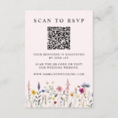 Carte D'accompagnement Elégant Fleur sauvage Blush rose QR Code Mariage R (Devant)