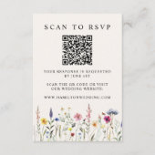 Carte D'accompagnement Elégant Fleur sauvage Crème QR Code Mariage RSVP (Devant)