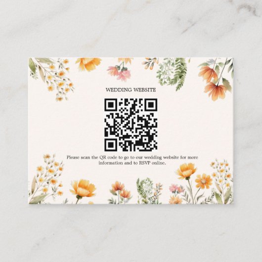 Carte D'accompagnement Élégant Fleur sauvage de Weadow Mariage Qr Code Ma (Devant)