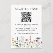 Carte D'accompagnement Elégant Fleur sauvage Meadow QR Code Mariage RSVP (Devant)