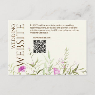 Carte D'accompagnement Élégant Fleur sauvage moderne Mariage off-White
