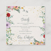 Carte D'accompagnement Élégant Fleur sauvage Monogram Floral Mariage Déta (Devant)