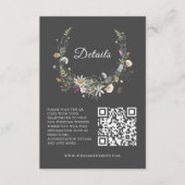 Carte D'accompagnement Elégant Fleur sauvage noir Mariage QRcode Détails (Devant)