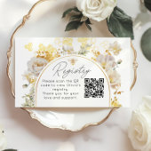 Carte D'accompagnement Elegant floral bee Registry QR Code