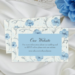 Carte D'accompagnement Elégant Floral Blue Country Garden Wedding Website
