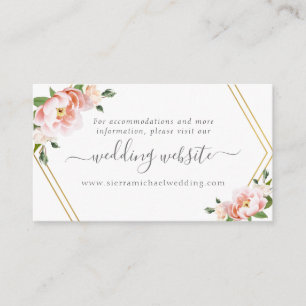 Carte D'accompagnement Élégant Floral Blush Pink Gold Mariage site Web